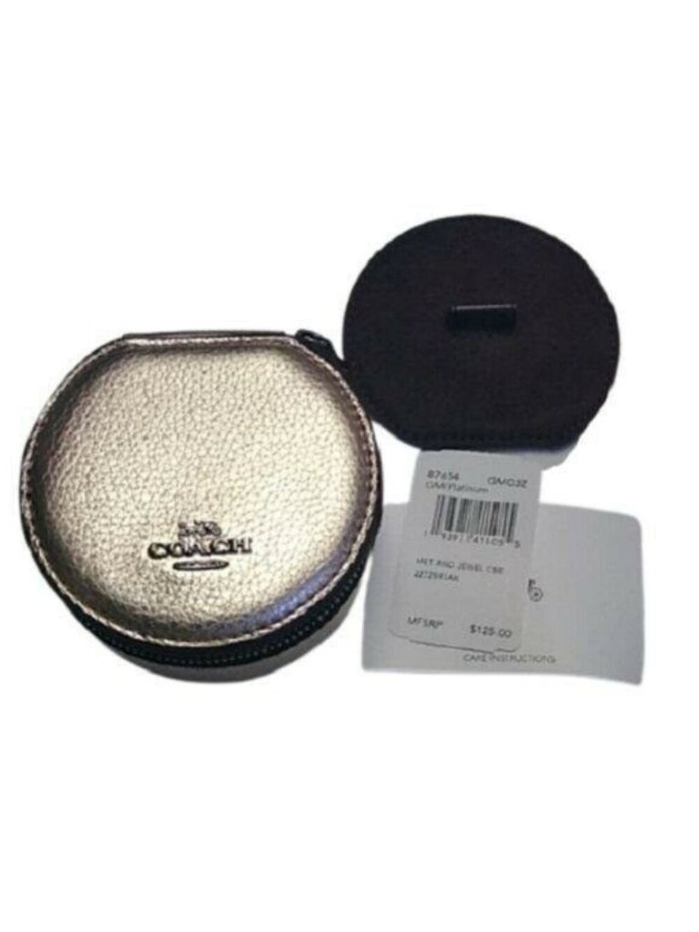 Coach 87654 Metallic Round Jewelry Case, GM/Platinum